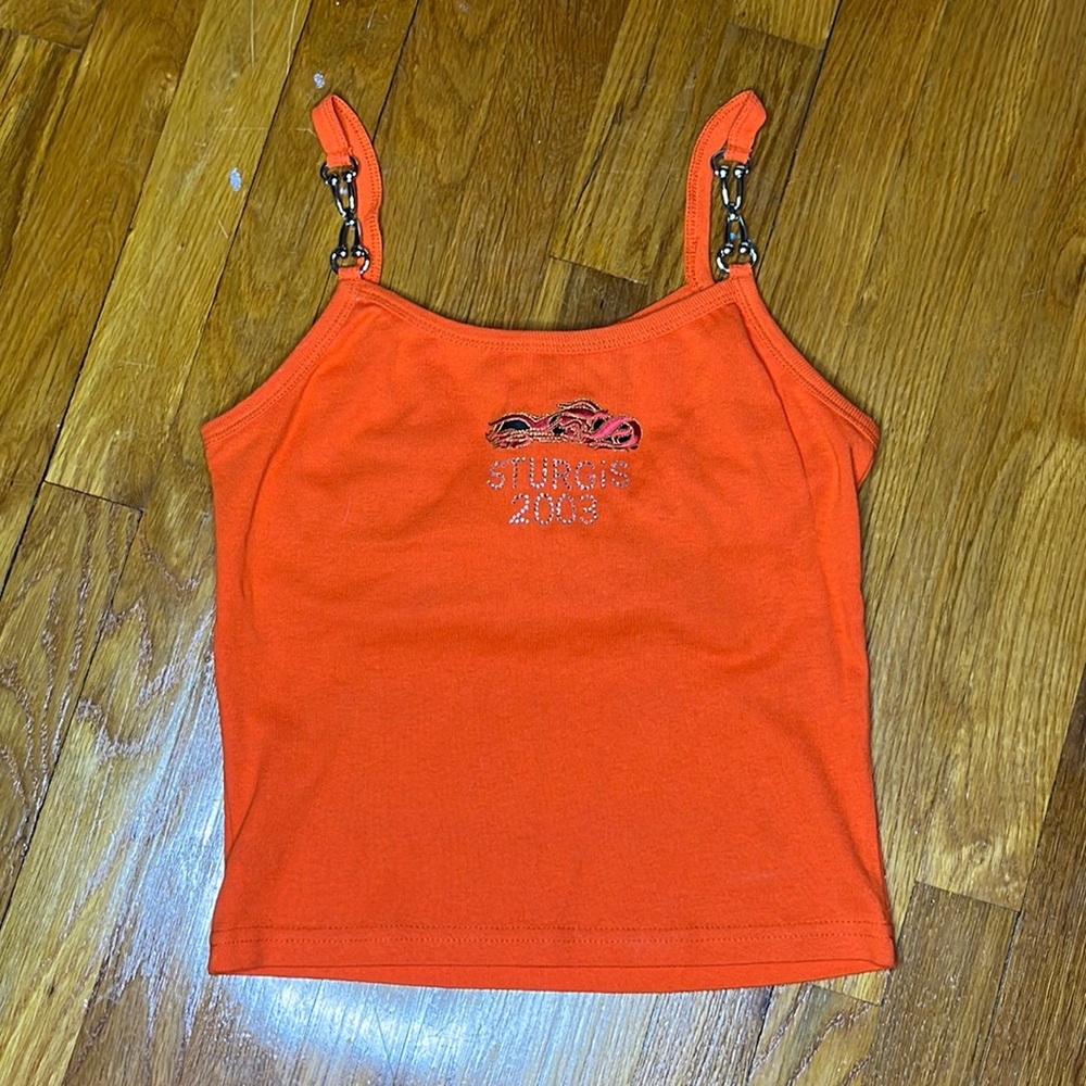 Vintage Biker Design Bedazzled Sturgis 2003 Tank Top Camisole Size Small